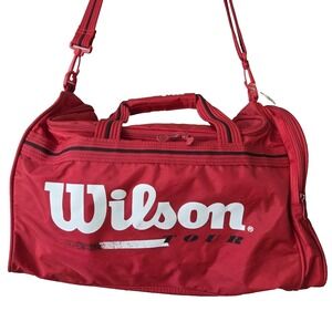 Vintage 90s Wilson Red Tour Duffle Bag 19" Tennis Gym Travel Weekend Carry-On